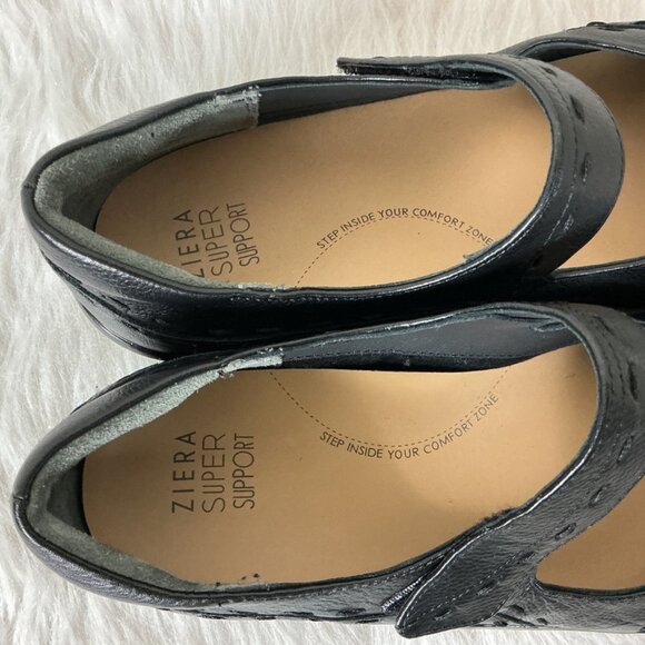 Ziera Gummibear Black Leather Mary Jane Flats EU 40 W US 9.5 W - Picture 7 of 8